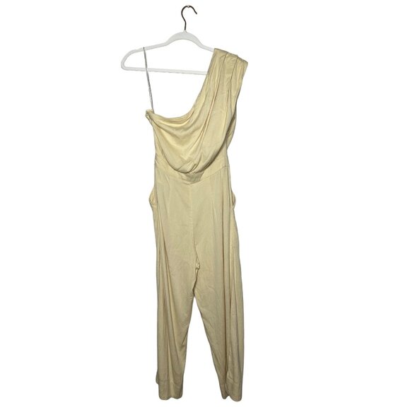 Free People Avery Jumpsuit Size 4 Washed Out Cream One Shoulder New - Picture 6 of 11